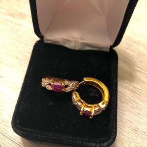 10kt ruby hoops
